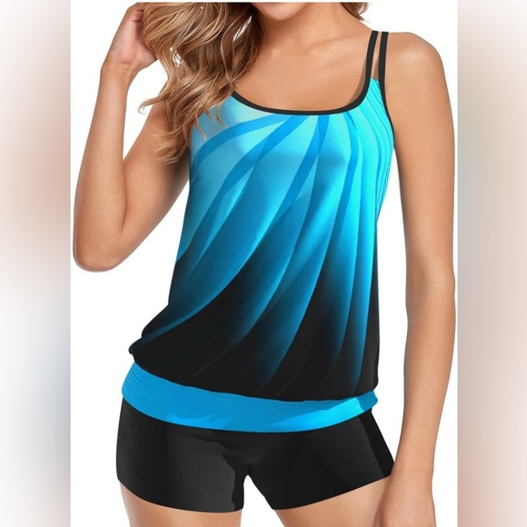 B2Prity Other - B2prity  Tankini Blouson Floral Print Swim Tank Top Size S